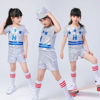 

Songyuexia Children's dance clothes children's jazz dance costumes boys and girls modern dance tassel street dance Costumes