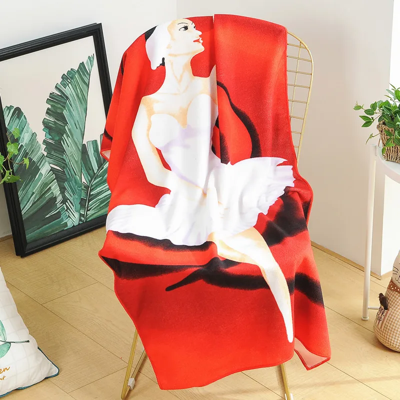 

Beach towels Microfiber Absorbent Cute Pattern Bath Towels Beach Towel Soft Quick-drying butterfly tapestry wrap Ballet towel