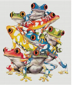 

Counted Cross Stitch, Frog Pile, 14 by 17 inches animals 14ct embroidery kits painting Cute home children's room decoration