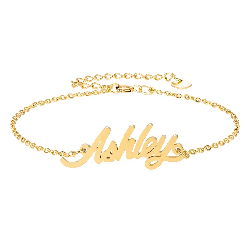 Custom Ashley Name Bracelet for Women Girl's Personalized Making Gold Pulseira Masculina Handwriting Initials Charm personalised overnight weekend away tote monogram personalized embellished lettering stripe initials beach holiday