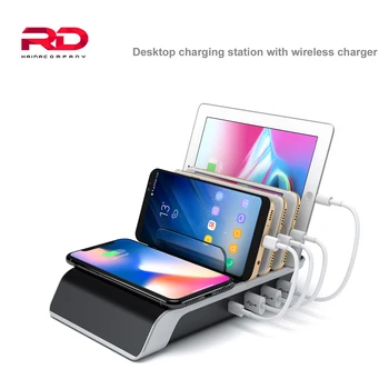 

For Iphone Samsung Qc 3.0 Quick Charge Multi Usb Ports Charging Dock Station Desk Phone Organizer Multiple Fast Wireless Charger