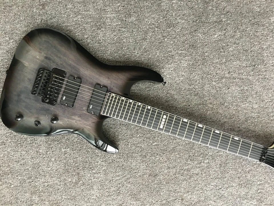 

New product, 7 string black guitar, free shipping Real photos,7 string guitar with tremolo factory wholesale and retail