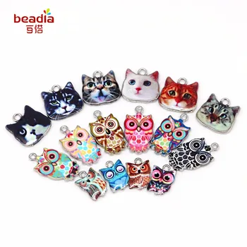 

NEW Arrival Zinc Alloy Owl Cat 1.5mm 2mm Hole For Jewelry Findings Making Spacer Enamel Necklace&Pendant Bracelet Materials Gift