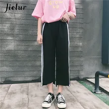 Jielur 2018 Spring New Leisure Black Wide Leg font b Pants b font Female Fashion Striped
