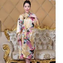 Traje de boda Sexy para mujer seda rayón novia Kimono bata de baño Vintage estampado ropa de dormir Sexy dama de honor bata flor