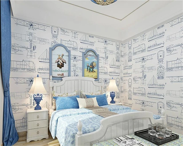 Beibehang European Style Simple Children S Room Wallpaper Boys And Beibehang European Style Simple Children S Room Wallpaper Boys And Bedroom Plane Printing