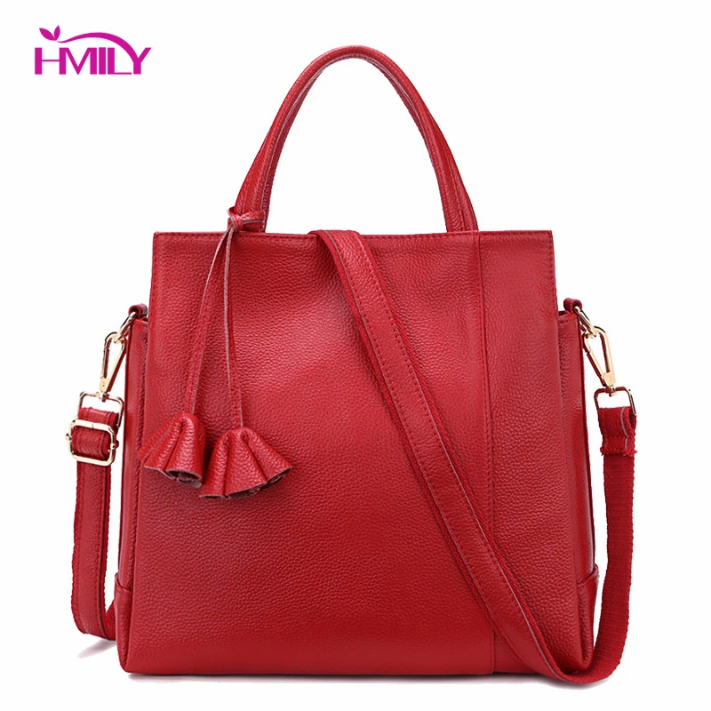 

HMILY High Quality Genuine Leather Women Bag Fashion Women Messenger Bag Solid Shoulder Bags Daily Handbag Top-handle Handbag