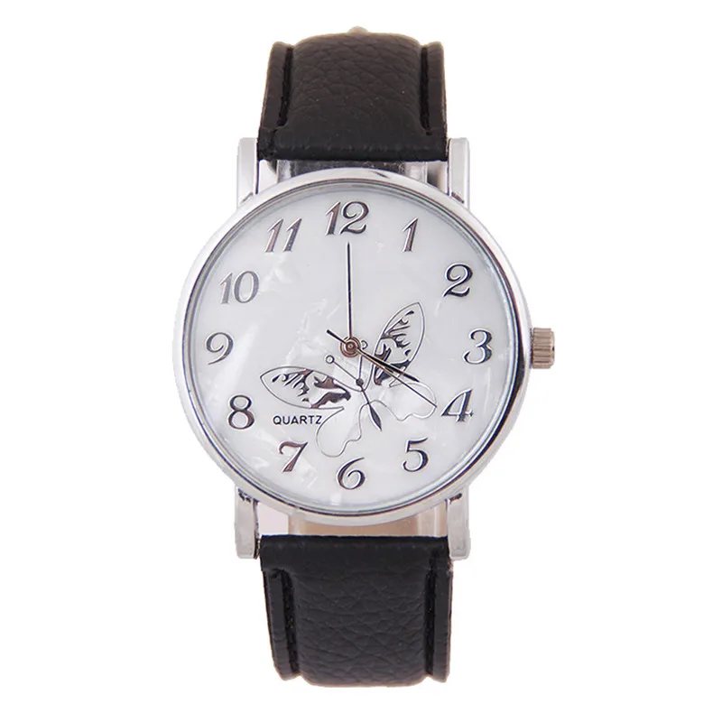 

Simple Casual Customized Black&Coffee&White Embossed Band Special Design Butterfly Women Ladies Quartz Watches Relojes Mujer