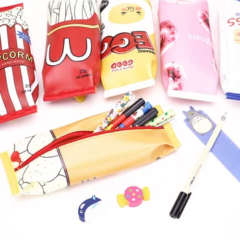 

1PCS Simulation Food packaging kawaii pencil Case PU Leather School Ppencil Bag Stationery Estojo Escolar School Supplies