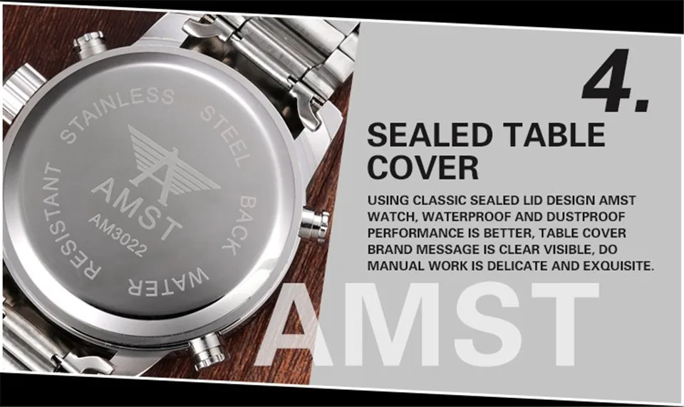 Мужские модные спортивные военные наручные часы новые AMST часы мужские люксовый бренд 5ATM 50 м светодиодный цифровой аналоговый кварцевые часы