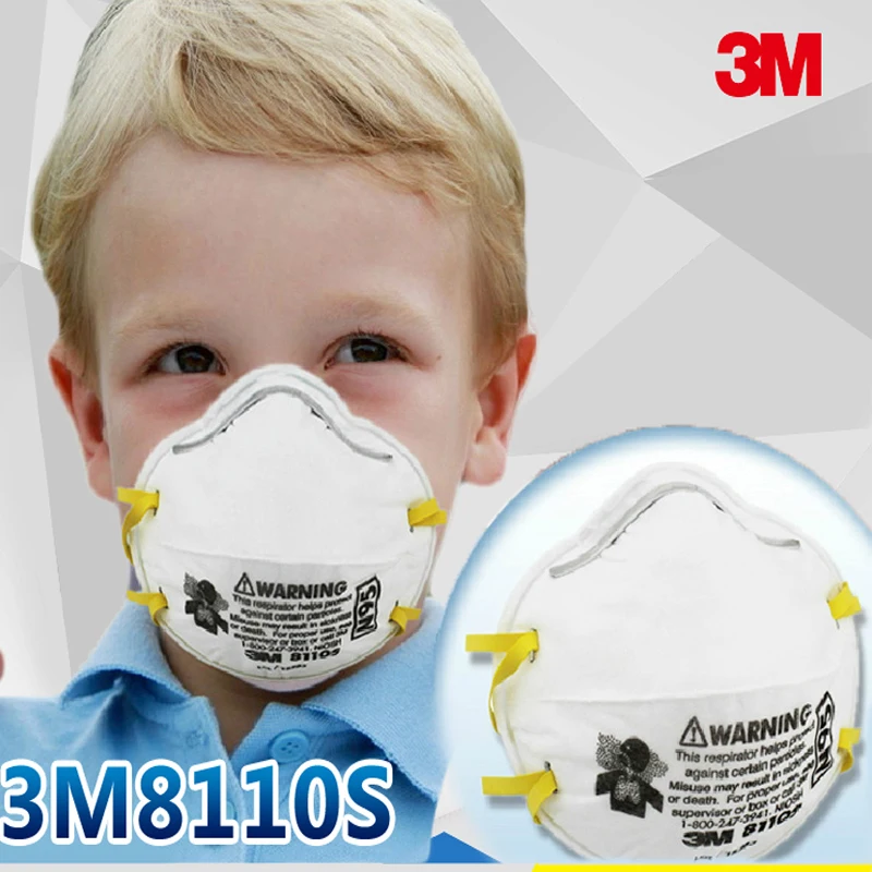 

3M 8110S Mask for Kids Particulate Respirator Against Certain Non-oil Based Particles Adjustable Noseclip GM920