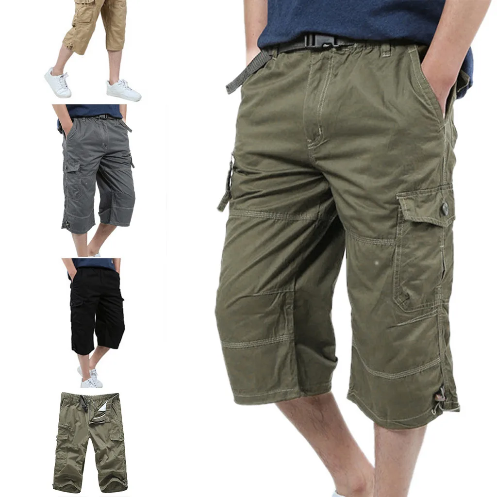 Летние свободные стрейч с большой талией повседневные мужские брюки с несколькими карманами 5 брюки комбинезоны 7,1