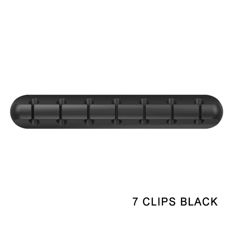 IKSNAIL держатель кабеля силиконовый Кабельный органайзер гибкий USB Winder управление зажимы держатель для мыши клавиатуры наушники гарнитуры - Цвет: 7 Clips Black