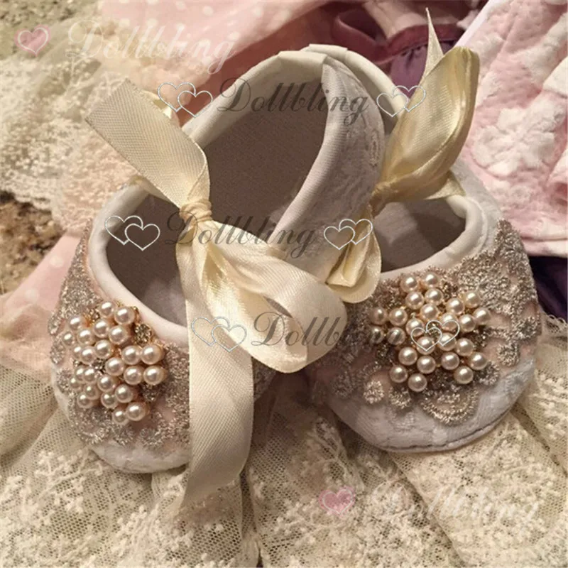 Baby Shoes First-Walkers Rhinestone Christening Birthday Princess 1st Bling Ornament
