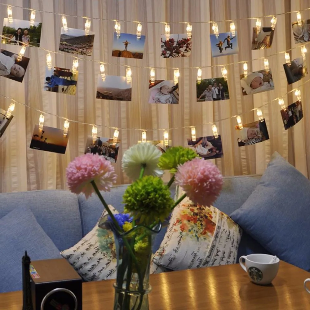 

High Quality 1 set/bag 1.5/1.2/3m 10-20 Light LED Battery Box USB Transparent Photo Clip Decorative For Birthday Gift