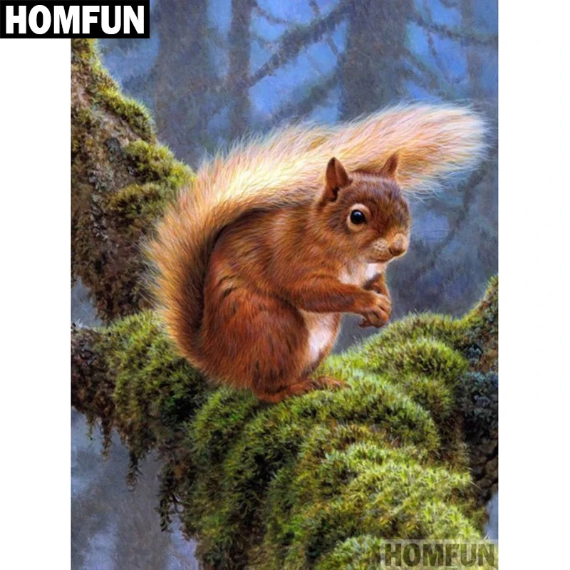 

HOMFUN Full Square/Round Drill 5D DIY Diamond Painting "Forest squirrel" 3D Embroidery Cross Stitch 5D Home Decor A00692