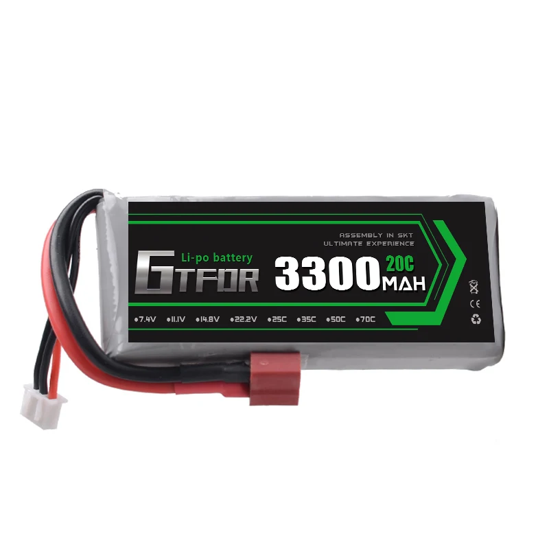 GTFDR POWER Rc Lipo Battery 2S 7 4V 3300mah 20C Max 30C for feiyue 03 Wltoys 4