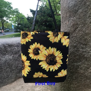 

5pcs/lot new arrival 2019 hot selling sunflower tote bag monogram heat transfer vinyl women tote bag gift bags