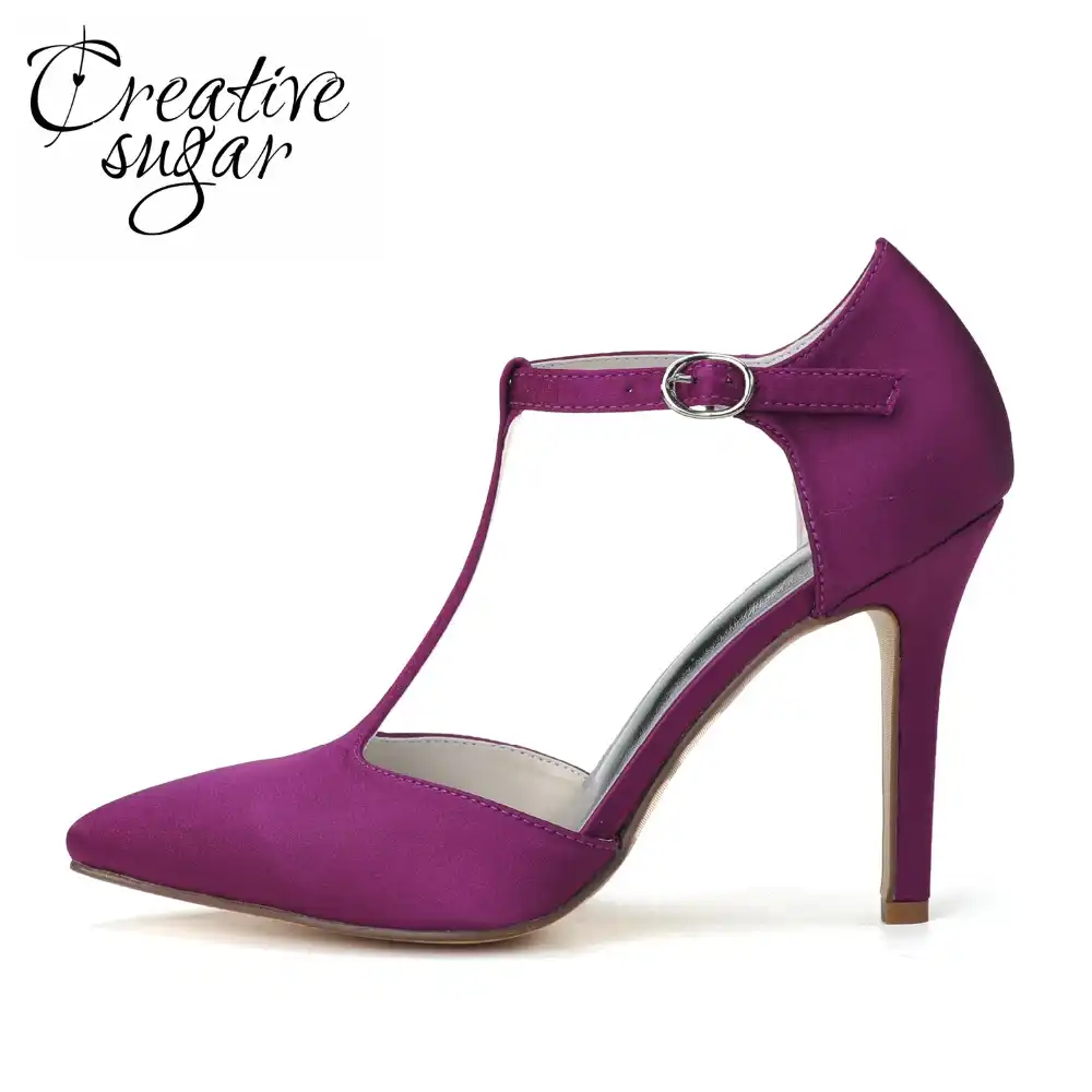purple t strap heels