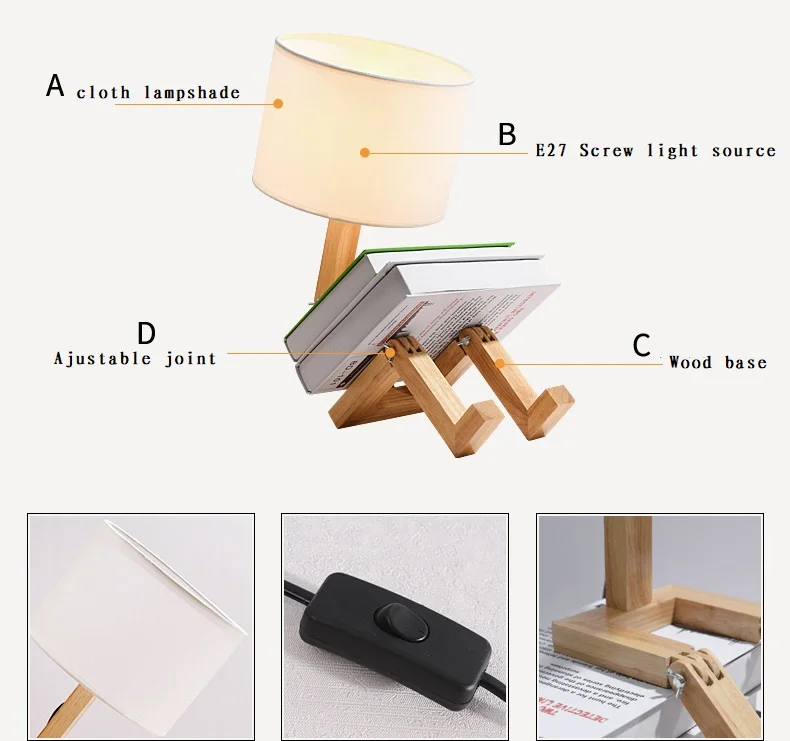 Creative Robot Shape Table Lamp Led Eu/au/us Plug Flexible 