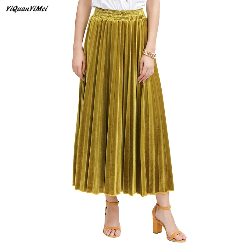 Summer Corduroy skirts long for women pleated skirt woman streetwear