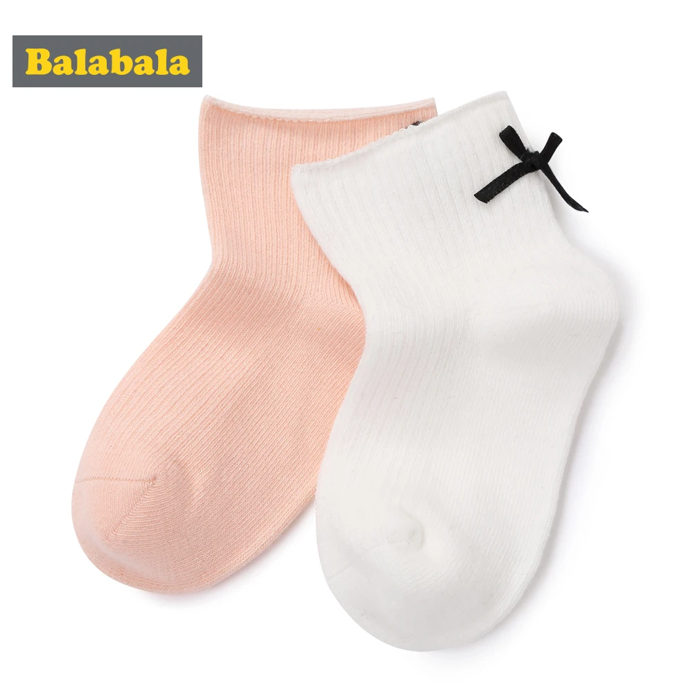 Balabala/2 пары в партии носки для девочек Однотонные Белые и розовые модные длинные с