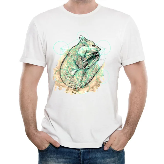 

New Harajuku Sleeping Fox T-Shirt print T-Shirt Men t-shirt lovely animal design T Shirt summer casual Tops hipster cool boy Tee