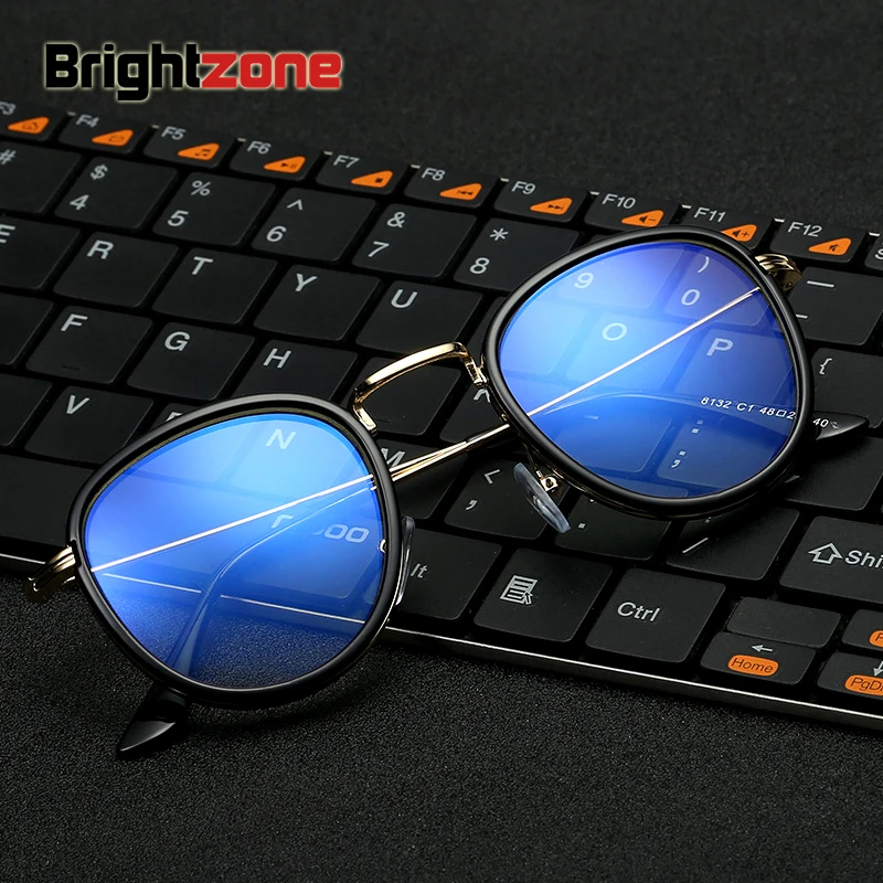 

Brightzone 2017 Fashion New Round Glasses with Blue Light Blocking Clear Lens Optical Anti-blue Eye Glasses Frame for Men Women