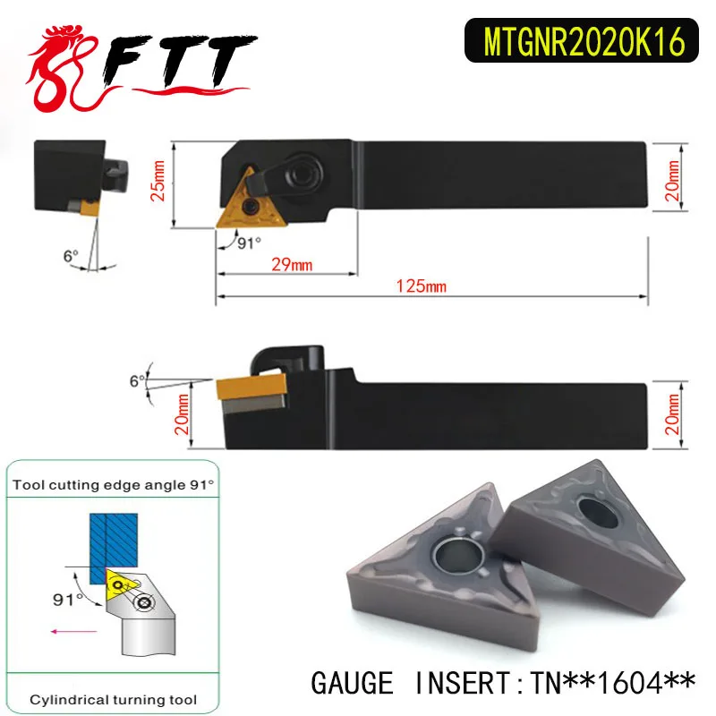 MTGNR2020K16 91 градусов резец для наружной обточки держатель для TNMG160404 TNMG160408 используется на токарный станок с компьютерным числовым
