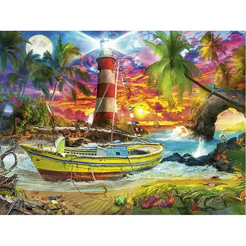 

DIY Diamond Embroidery Lighthouse sea boat Full 5d Diamond Painting Cross Stitch Mosaic Crafts rhinestones Pattern home decor