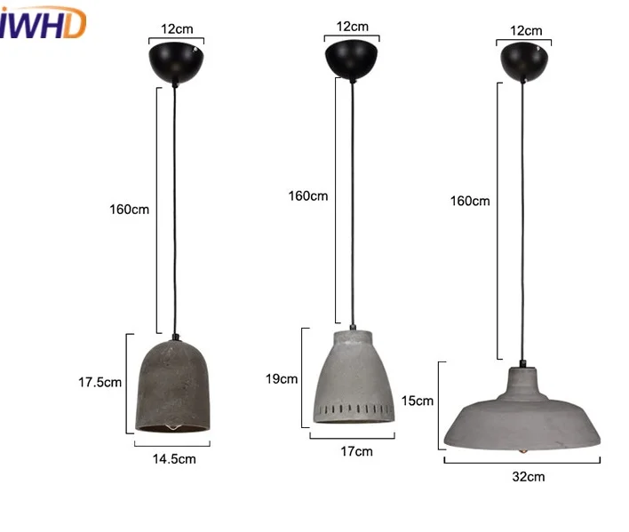 IWHD стиль лофт цемент подвесные светильники Ретро промышленный подвесной светильник для ресторана кухни спальни Hanglamp Lamparas домашнее освещение