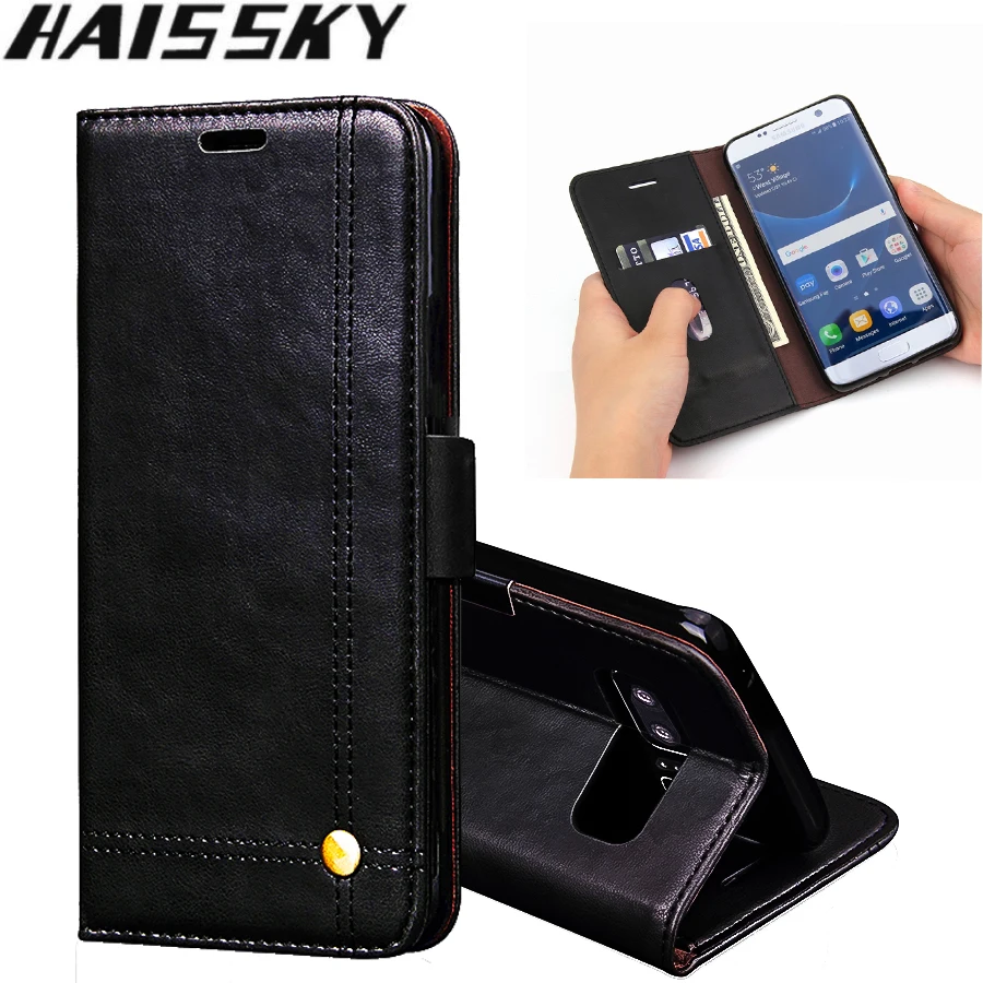 Haissky Flip Phone Case For Samsung S8 S8 Plus S7 S7 edge Case Luxury Leather Wallet Cover For Samsung Galaxy Note 8 Case Stands cases-for-s8+