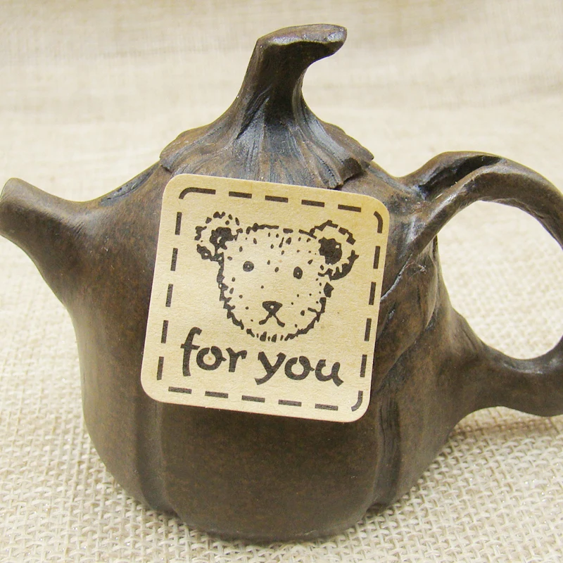 

300pcs DIY handmade cute bear shape self adhesive seal label for you custom logo cost extra