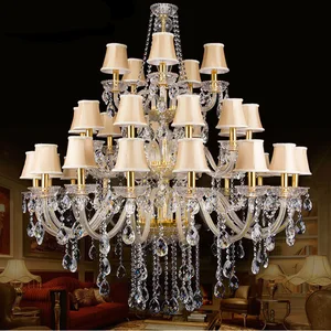 Morden 3 Layer 28 Gold Crystal Chandelier Stair Lighting