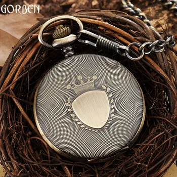 

New Retro Bronze Pocket Watch Mens FOB Waist Chain Roman Dial Steampunk Quartz Pocket Watch Male Clock Womens Gifts Dropshipping