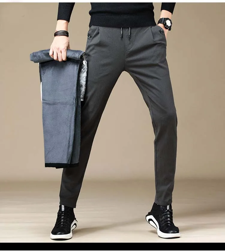 Новые брендовые зимние длинные штаны Штаны однотонные мужские повседневные штаны для мужчин качественные повседневные Прямые брюки
