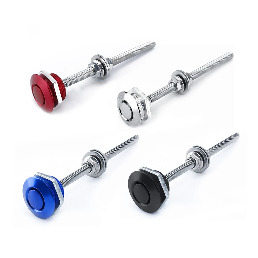 Justdodo Aluminum Alloy Mini Engine Hood Cover Lock Universal Push Button Billet Hood Pins Lock Clip Car Quick Latch for Auto Car