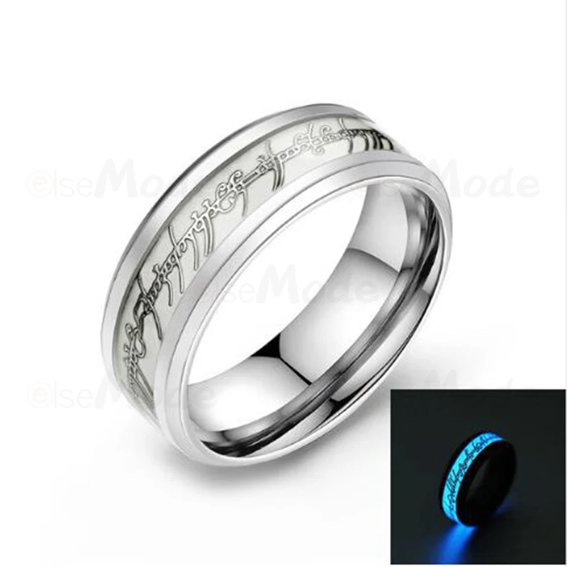 ELSEMODE дизайн титановая сталь светящееся желтое синее кольцо светящееся в темноте Свадебные обручальные кольца для мужчин и женщин ювелирные изделия