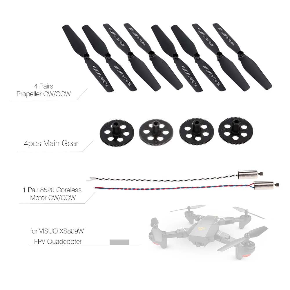 4 шт. детали для квадрокоптера VISUO XS809W XS809HW FPV основная шестерня пары пропеллеров