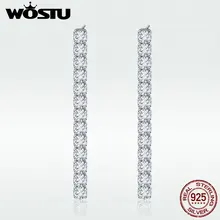 WOSTU Новое поступление 925 пробы серебряные блестящие серьги-гвоздики с хвостом метеора с прозрачными фианитами для женщин брендовые ювелирные изделия подарок DXE456