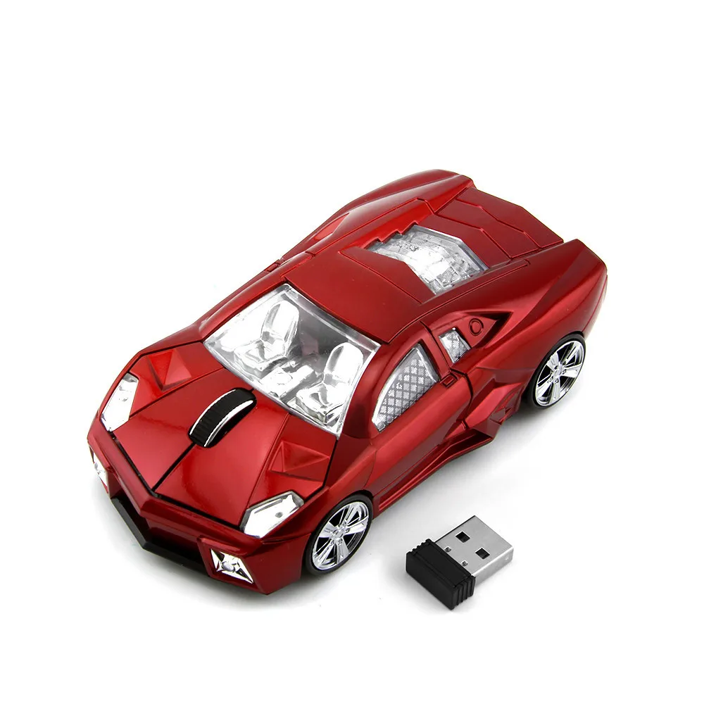 Wireless Mouse 3D Sport Car Shape Optical Computer Mause 2.4Ghz 1600DPI Mini Car Mice With USB Receiver For Laptop PC Desktop - Цвет: Красный