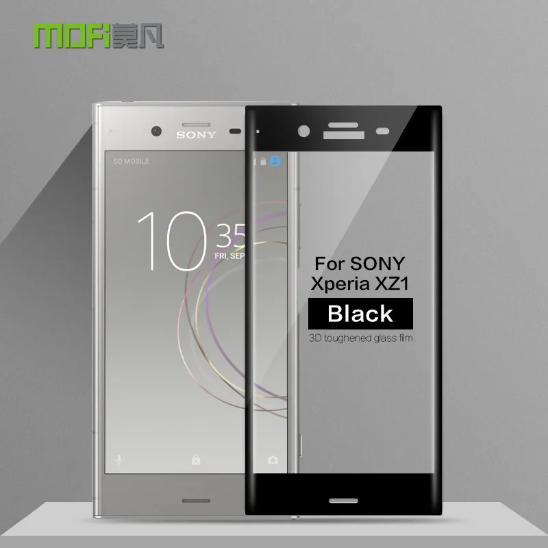 Для Sony Xperia XZ1 закаленное стекло Mofi 3D изогнутые для Xperia XZ1 двойной F8342 Экран Full защитная пленка HD Защита ЖК экрана - Цвет: Black