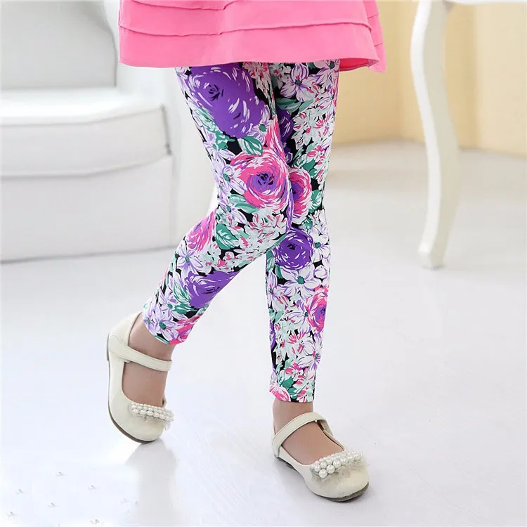 

cheap baby girl clothes leggings kids korea flower print skinny pants children capris free shipping