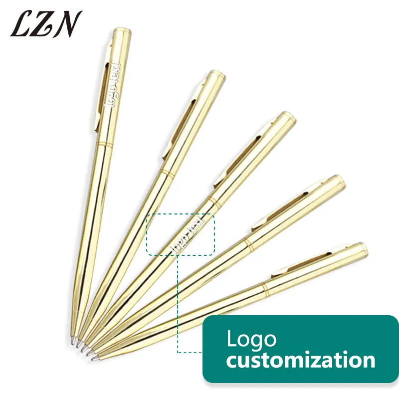 LZN Pocket-size Rotating Ballpoint Metal Signing Pen 100pcs a Lot Free Laser Print Logo/Text/Contacts for Advertising Promotion |