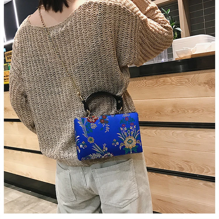Модные вечерние сумки-клатчи в китайском стиле с вышитыми цветами, сумочка на цепочке, мини сумка-мессенджер через плечо для женщин, сумки с клапаном