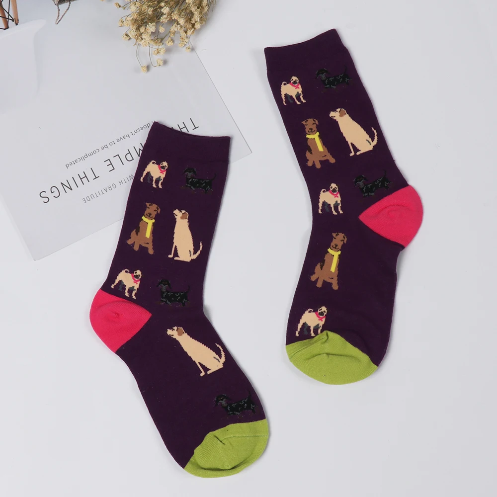 1Pair Creative Multicolor Women's Cotton Winter Socks Cartoon Animal Socks Unisex Harajuku Warm Breathable Casual Funny Socks