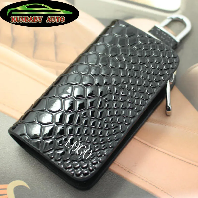 

KUNBABY 1 Pcs Black Snakeskin Leather Car Key Case Cover Key Holder Key Wallet For Audi BMW Benz Mazda Subaru Jeep KIA Nissan