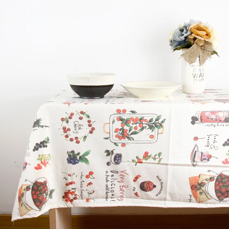 

7Size Korean Style Washable Rectangle Colorful Fruit Print Table Cloth Cotton Linen Tablecloth Dining Table Cover Kitchen Decor