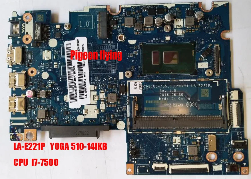 price reduction  80VB for lideapad YOGA 510-14IKB laptop motherboard LA-E221P CPU I7-7500 UMA FRU 5B20M32892 5B20M32