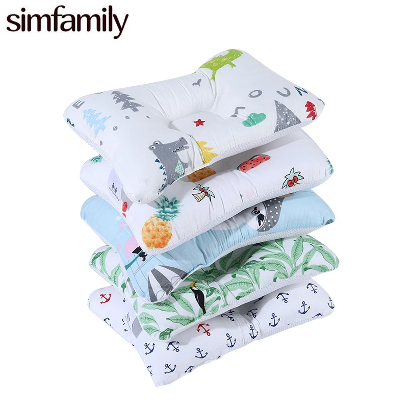 

[simfamily] Newborn Baby Head Protection Soft Cartoon Pillow Prevent Flat Head Anti Roll Bedding Print Pattern Infant Pillows